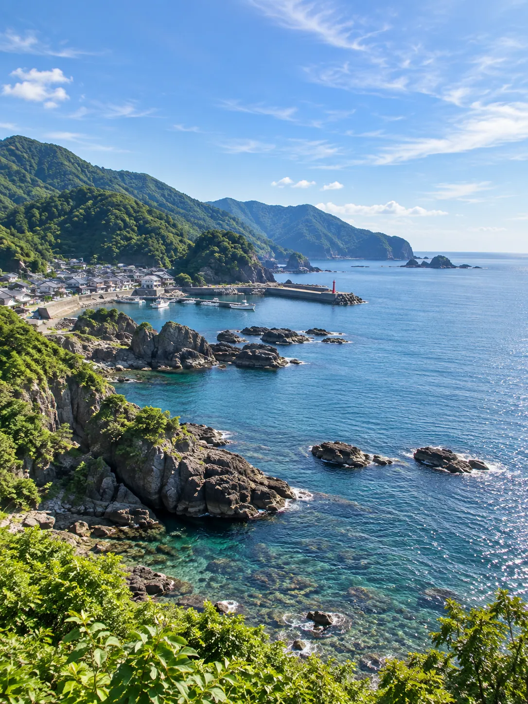 岩場と青い海が続く海岸線